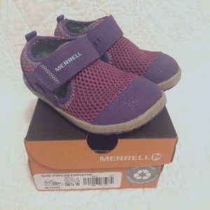 Size 6.5W toddler Merrell Bare Steps H20 Purple/Turquoise